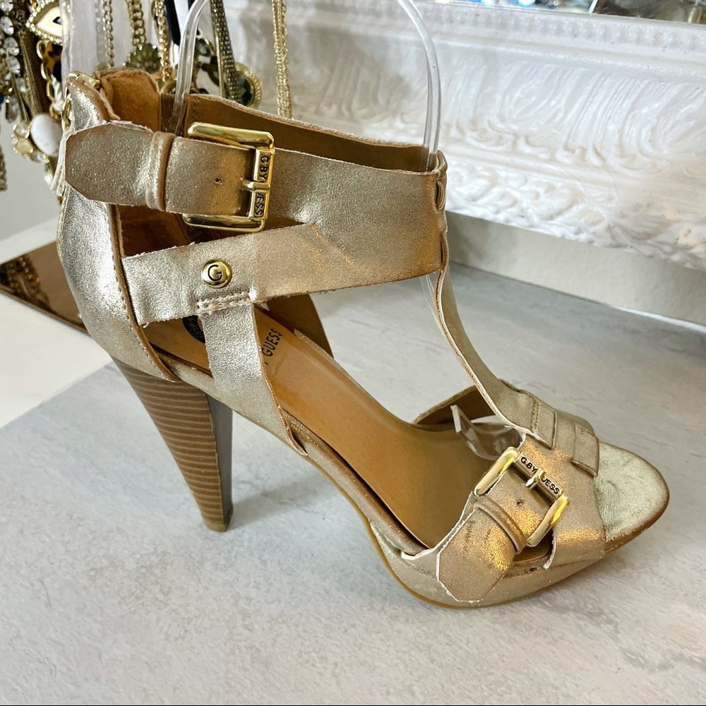 G by Guess gold strappy heels